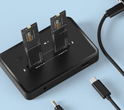 Gembird Dd2-u3m2 Desktop Dual Drive Usb Type-c M.2 Nvme Sata Ssd Docking Station Black Gem