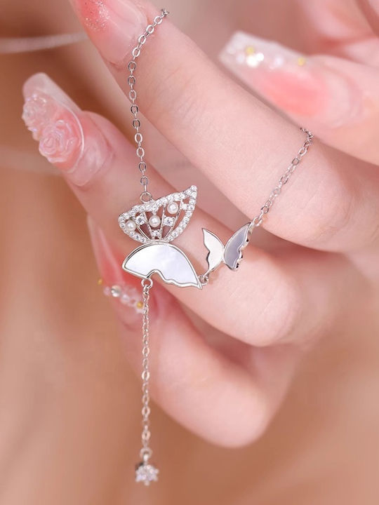 By Queen Κολιέ Butterfly 925 Φίλντισι Zircon Ασημί