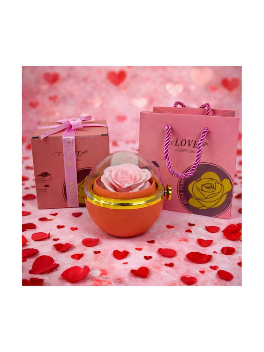 Pink Soap Rose In Elegant Box Transparent Dome Chain Surprise Pendant