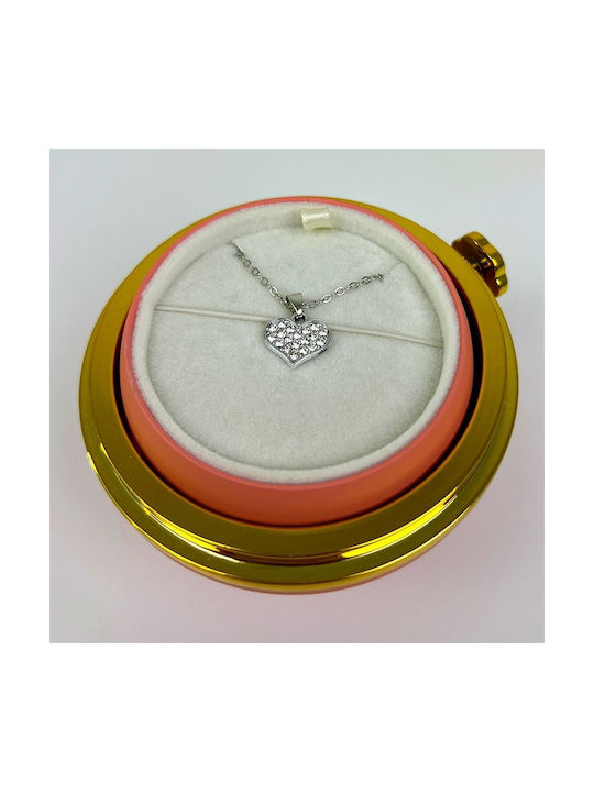 Pink Soap Rose In Elegant Box Transparent Dome Chain Surprise Pendant