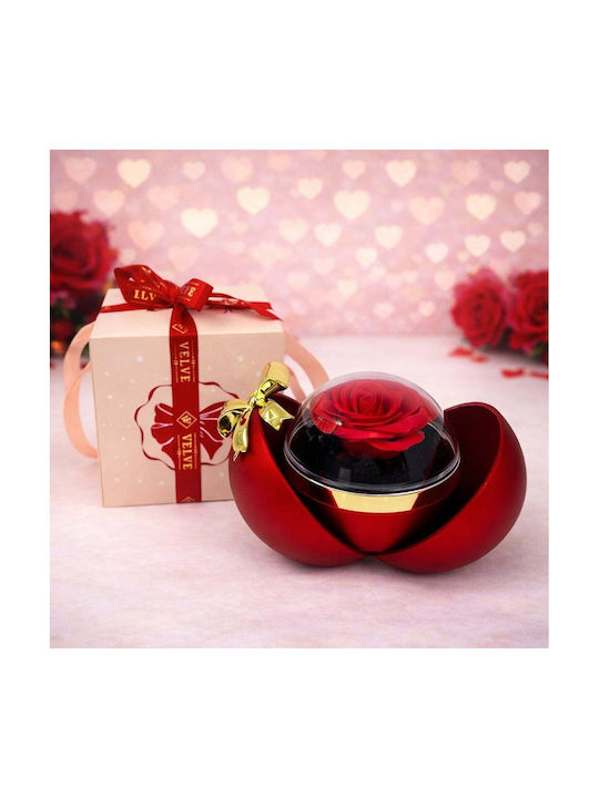 Spherical Jewelry Box Red Soap Rose Golden Bow Red
