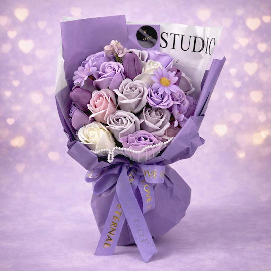 Buchet Floral Etern Artisan Flori Săpun Trandafiri Lalele Lila
