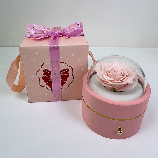 Pink Soap Rose In A Box Transparent Dome Chain Surprise Pendant