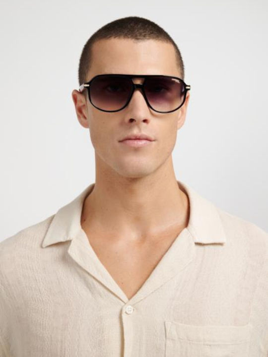 Carrera Unisex Sunglasses With Black Horn-Rimmed Frame And Grey Gradient Lens 375/S OIT/9O