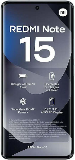 Xiaomi Redmi Note 15 4G Dual SIM (6GB/128GB) Black