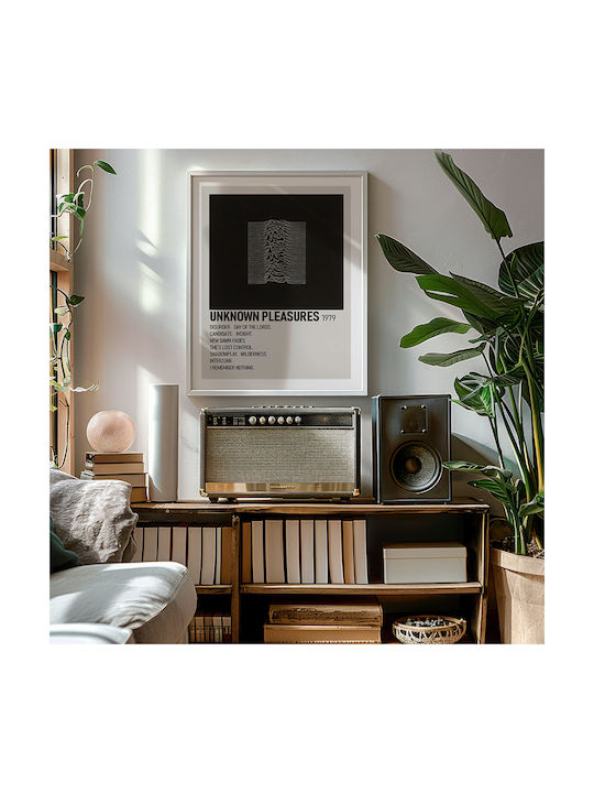 Music Poster Unknown Pleasures Joy Division Ms483 21cm X 30cm Μαύρη Ξύλινη Κορνίζα