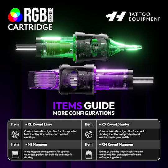 Set 50 Ace De Tatuaj Profesionale De Unică Folosință Hawink #12 Rgb Rotunde Standard Liner 0.35 Mm 5 Tipuri Module Ac 3rl 5rl 7rl 9rl 11rl Accesorii Din Oțel Inoxidabil Pentru Începători Artiști En20-fg-50kit-e