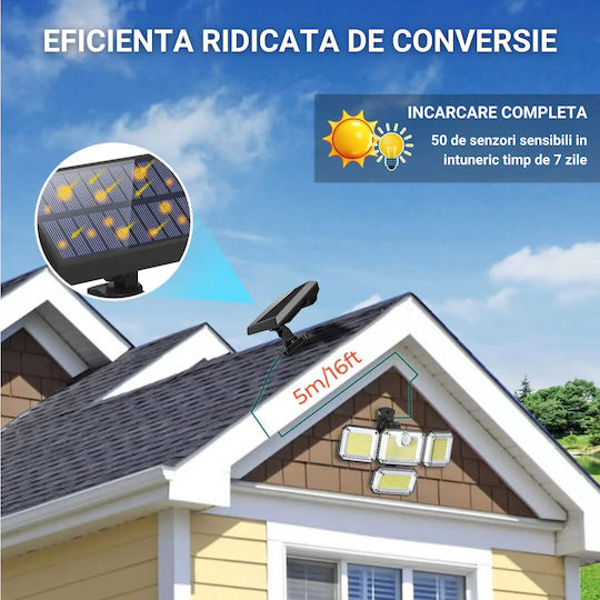 Lampă Solară 18W cu Senzor de Mișcare și Telecomandă IP65