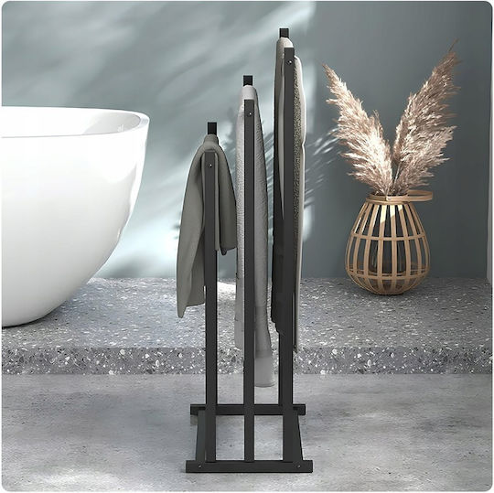 Freistehender Kleiderständer Badezimmer Dreifach ​41x84cm Inox Schwarz