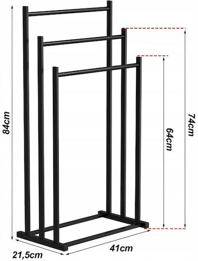 Freistehender Kleiderständer Badezimmer Dreifach ​41x84cm Inox Schwarz