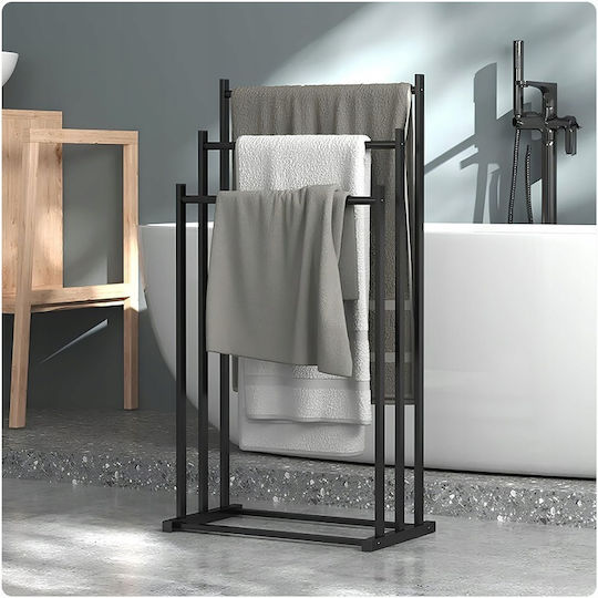 Freistehender Kleiderständer Badezimmer Dreifach ​41x84cm Inox Schwarz