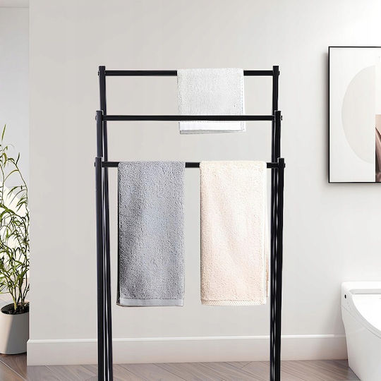 Freistehender Kleiderständer Badezimmer Dreifach ​41x84cm Inox Schwarz