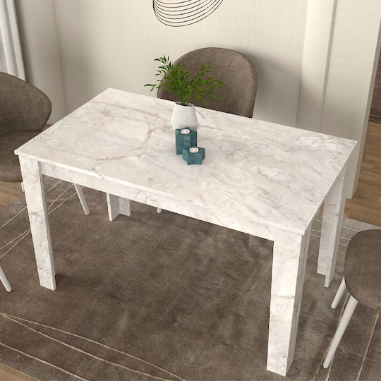 Darlen Dining Table White Marble Effect 125x72x74cm Darlen Dining Table White Marble Effect 125x72x74cm