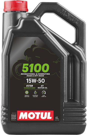 Motul 5100 4T 15W-50 Ημισυνθετικό Λάδι Μοτοσυκλέτας για Τετράχρονους Κινητήρες 4lt