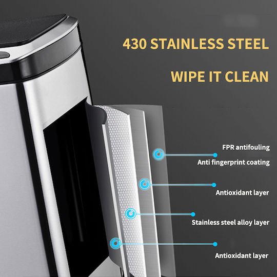 Waste Bin Made of Stainless Steel with Sensor Silver 20lt