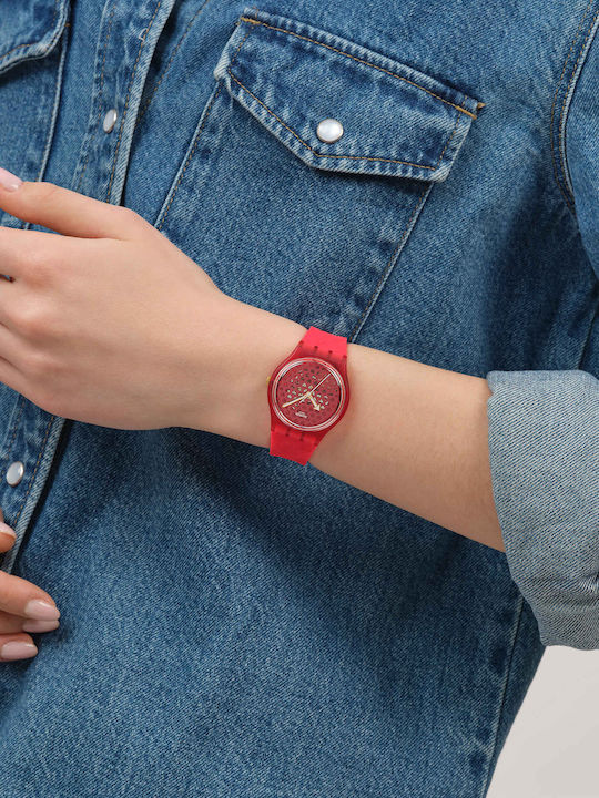 Swatch Ρολόι Μπαταρίας με Καουτσούκ Λουράκι