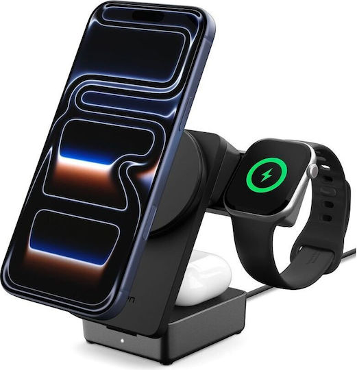 Spigen Magsafe-Ladegerät 25W Schwarz Faltbarer Wireless Qi2.2 Ladegerät Stand (Mag Fit)