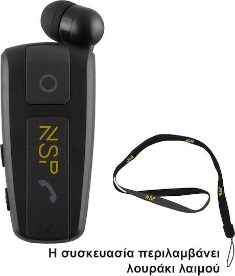 NSP BN222 In-ear Bluetooth Handsfree Ακουστικό Πέτου Μαύρο
