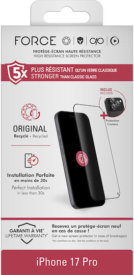 Force Glass Закалено Стъкло + 3 Камерни Лещи Комплект iPhone 17 Pro Ултра Устойчив Сиена