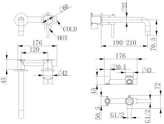 Piccadilly Built-in Mixer & Hand Shower Set for for Bathroom Sink Bronze Piccadilly Built-in Mixer & Hand Shower Set for for Bathroom Sink Bronze
