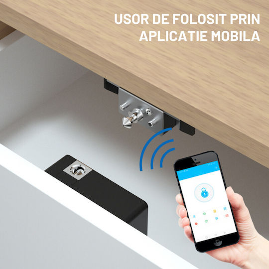 Lacăt Electronic în culoare Negru cu Conectivitate Bluetooth și Wi-Fi