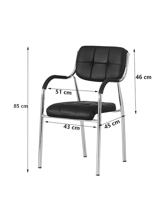 Scaun Vizitator cu Brațe în Culoare Negru 1buc