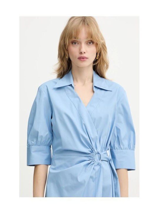 Aline Midi Shirt Dress Dress Wrap Light Blue