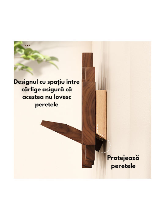 Κρεμάστρα Τοίχου Ξύλινη 6 Θέσεων Καφέ 23x23x20cm