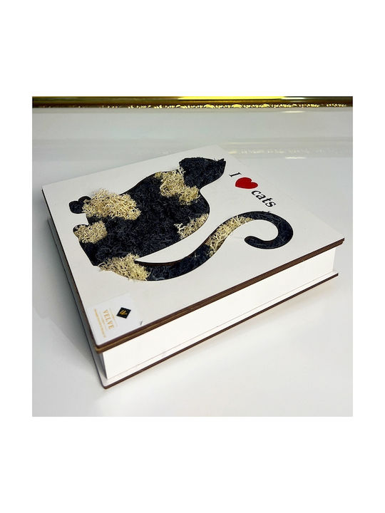 Decorative Picture Stabilized Lichens "i Love Cats" Cat Silhouette 20x20 Cm Multicolor