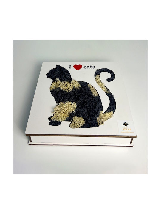 Decorative Picture Stabilized Lichens "i Love Cats" Cat Silhouette 20x20 Cm Multicolor
