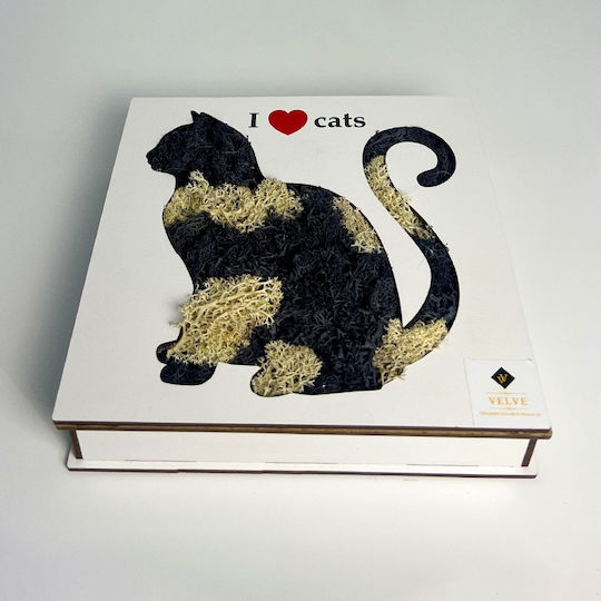 Decorative Picture Stabilized Lichens "i Love Cats" Cat Silhouette 20x20 Cm Multicolor