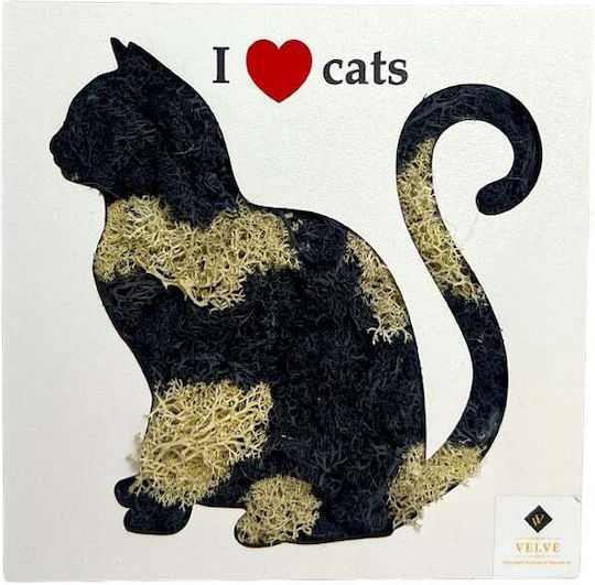 Decorative Picture Stabilized Lichens "i Love Cats" Cat Silhouette 20x20 Cm Multicolor