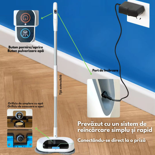 Electric Περιστρεφόμενη Επαναφορτιζόμενη Σφουγγαρίστρα με Σπρέι Ψεκασμού DB-0001