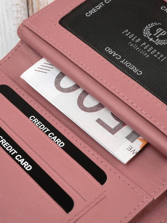 Klein Leder Damen Geldbörse Klassisch mit RFID Rosa