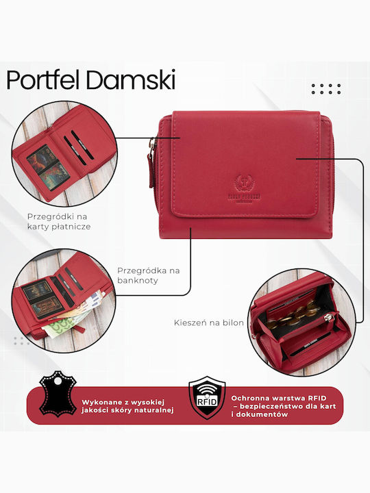 Mic Din piele Portofel de damă Clasice cu RFID Roșu