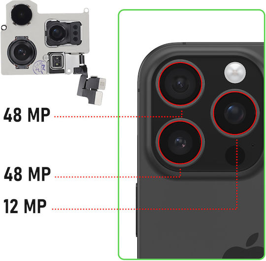 Clappio iPhone 16 Pro Cameră Principală Triplu Din Spate Zoom Unghi Ultra Larg Negru Argintiu