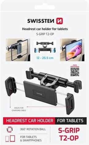 Swissten Car Holder Headrest Mount Smartphones Tablets From 12 To 25.5cm Black