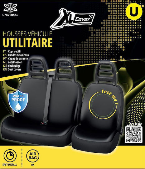 Xl Cover Μπροστινά Καλύμματα Επαγγελματικού Αυτοκινήτου Αδιάβροχα 2μχ Δερματίνη Μαύρα 167006