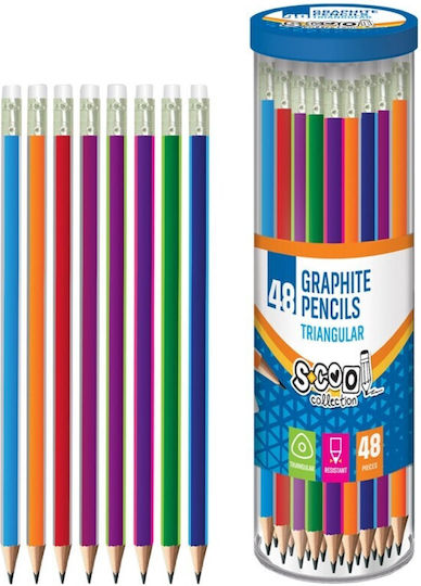 Creion Grafit Soft Cu Gumă De Șters Mina Hb Formă Triunghiulară Lemn
