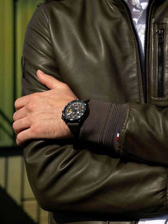Patrouille De France Athos 4 Herrenuhr Chronograph Batterie mit Stoffarmband