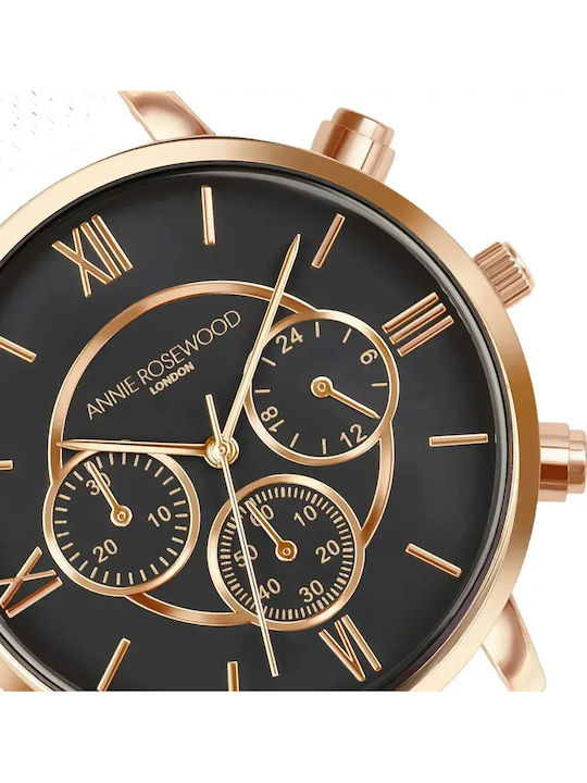 Annie Rosewood Women's Watch Chronograph with Black Leather Strap