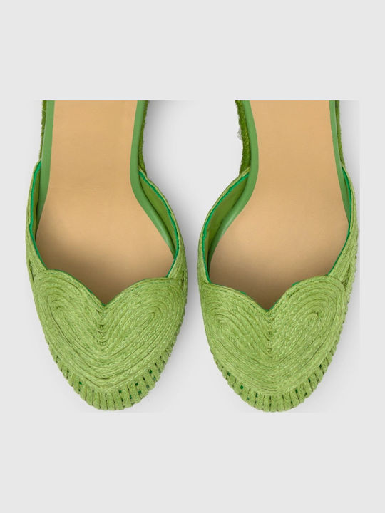 Cacia Women's Leather Platform Espadrilles Green