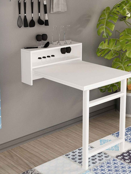 Wall-Mounted Collapsible White Dining Room Table Storage 148x64 Wall-Mounted Wooden Collapsible Dining Room Table Storage