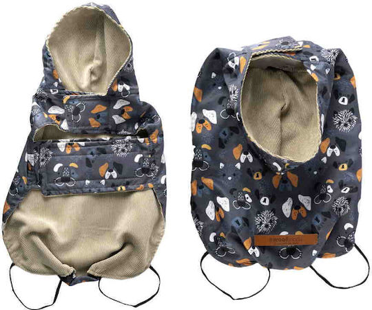 Wasserdichte Hundejacke Woofmoda Kapuze Grau Muster M 48 48 33