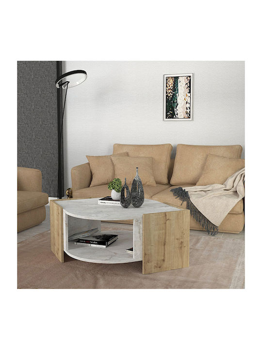 Στρογγυλό Κεντρικό Τραπεζάκι Marbel Ξύλινο Sapphire Oak Μ75xΠ75xΥ40εκ.