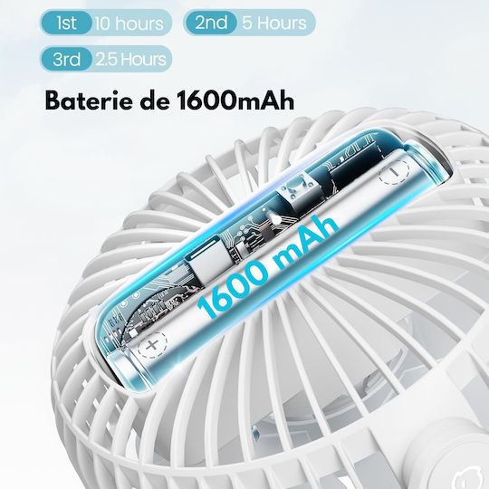Ventilator Portabil 360° Trepied Flexibil Baterie Reîncărcabilă 1600 Mah Ultra-silențios 3 Viteze Mini Ventilator Dasbo Ideal Pentru Pătuț Cărucior Mașină Birou Camping