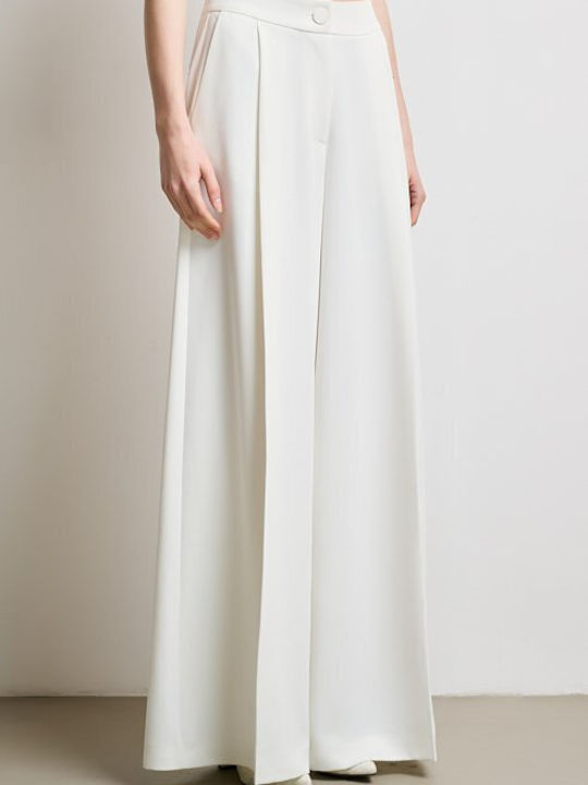 Damen Hoch tailliert Stoff Hose White