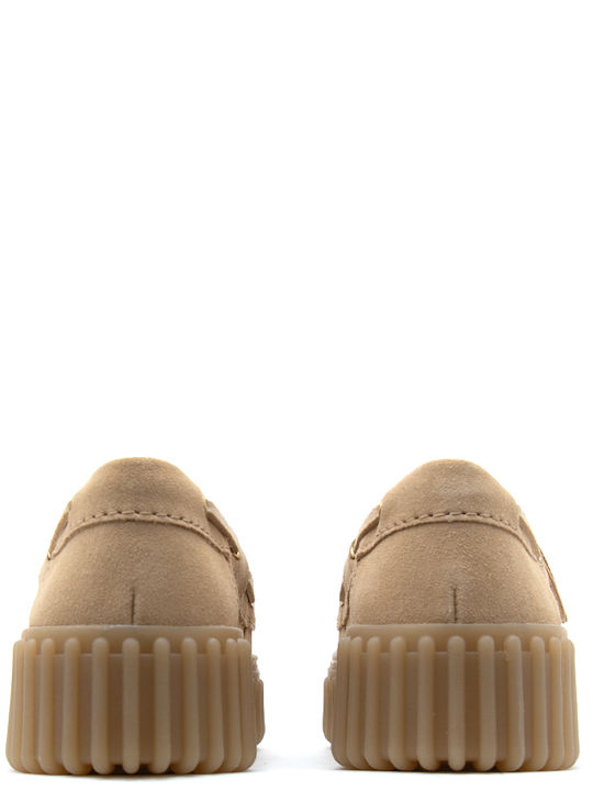 Torhill Suede Leather Women's Boat Shoes in Beige Color