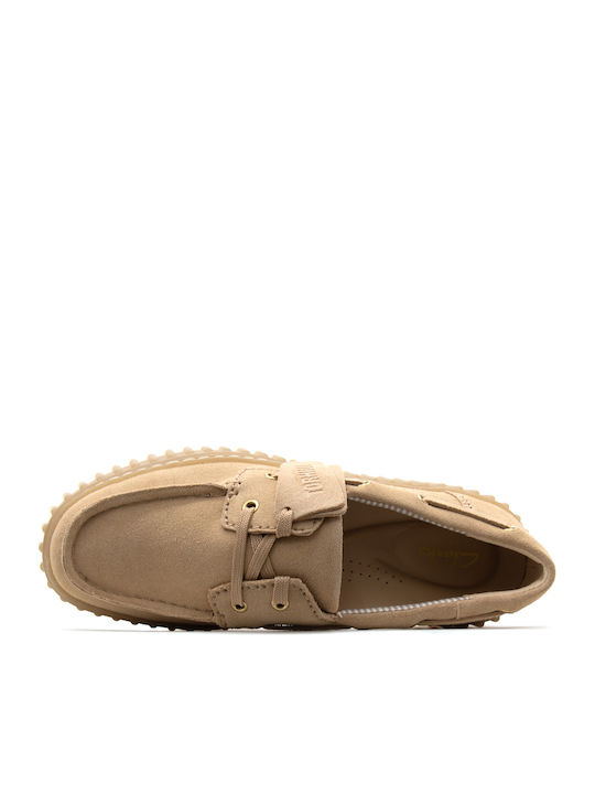 Torhill Suede Leather Women's Boat Shoes in Beige Color