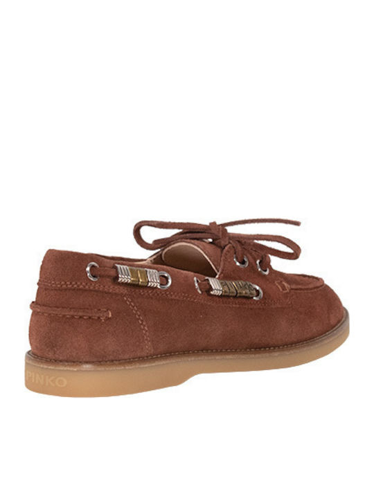 Leder Damen Mokassins in Braun Farbe